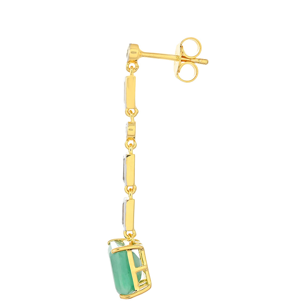 Kolczyki srebrne pozłacane z brazylijskim szmaragdem i białym topazem