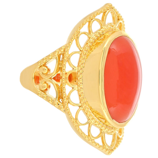 Pierścionek srebrny pozłacany z karneolem