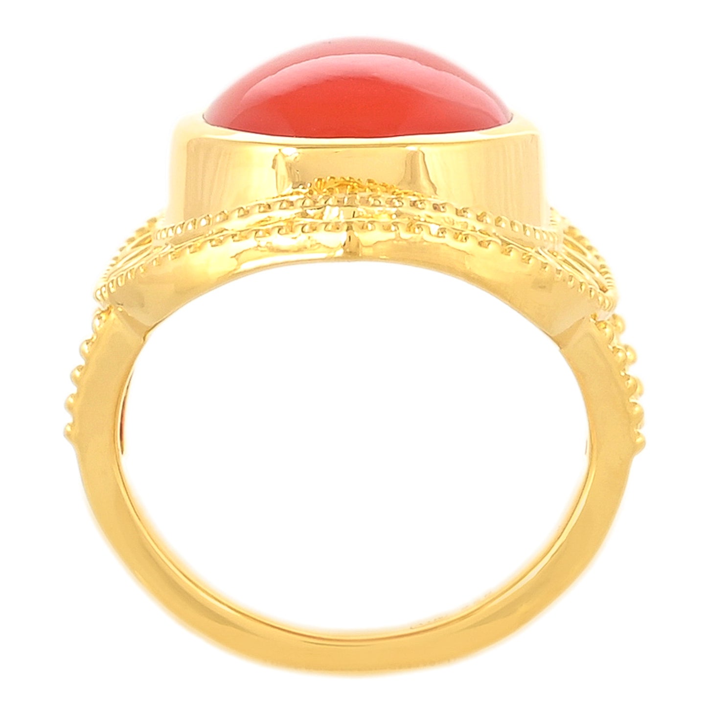 Pierścionek srebrny pozłacany z karneolem