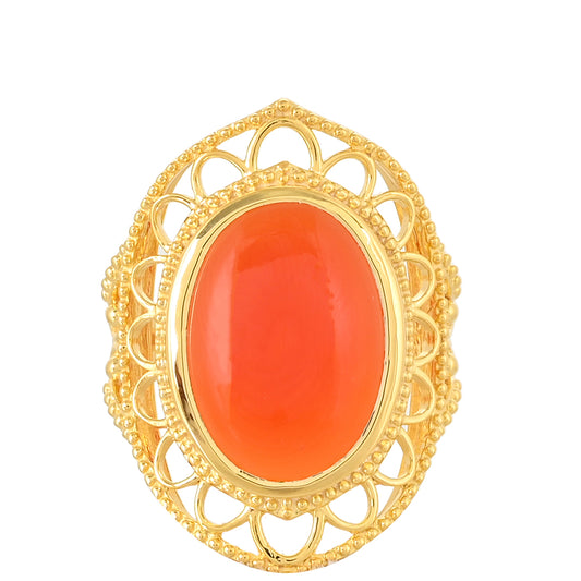 Pierścionek srebrny pozłacany z karneolem