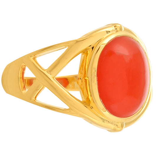 Pierścionek srebrny pozłacany z karneolem