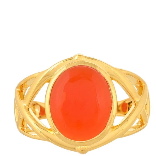 Pierścionek srebrny pozłacany z karneolem