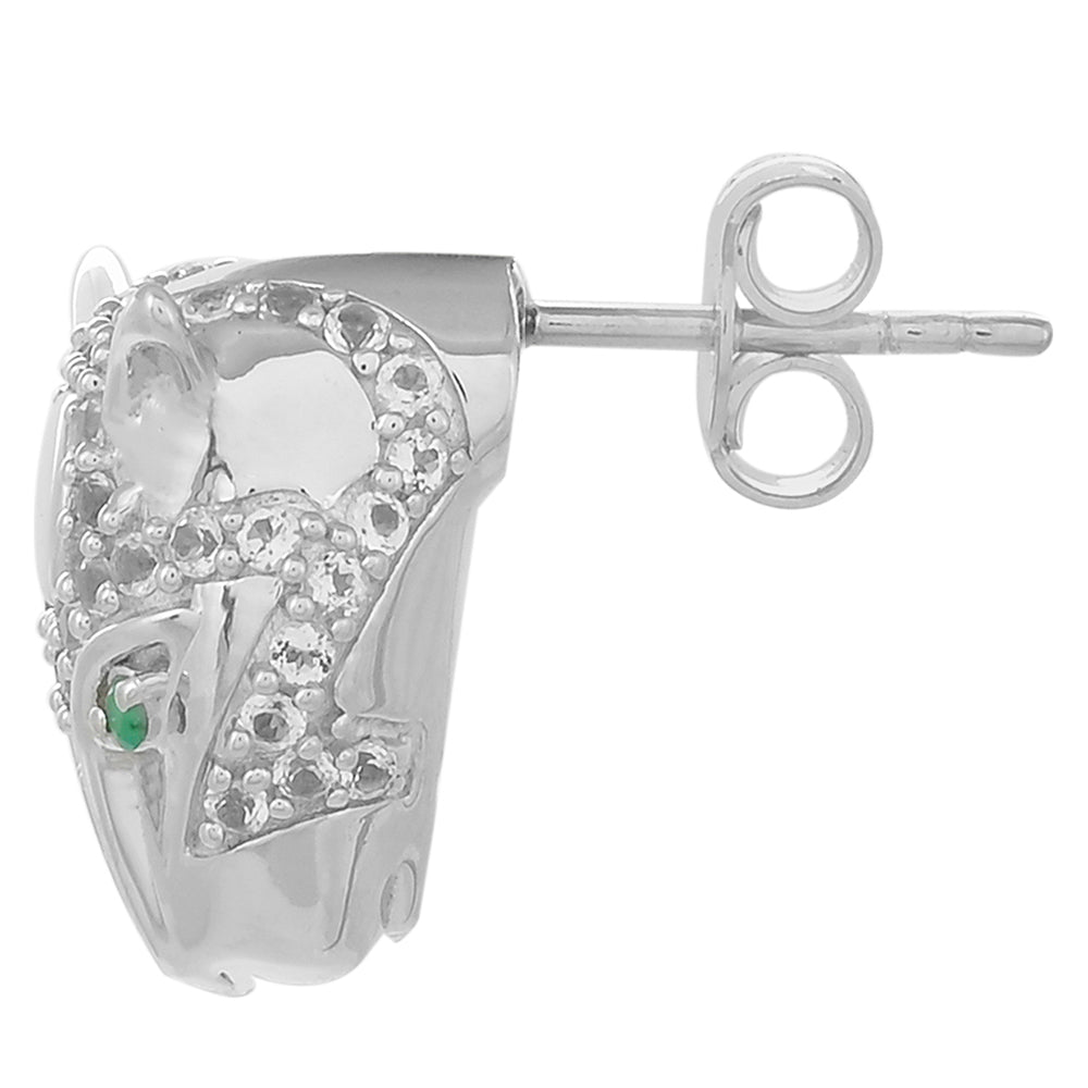 Kolczyki ze srebra próbe 925 z brazylijskim szmaragdem i białym topazem
