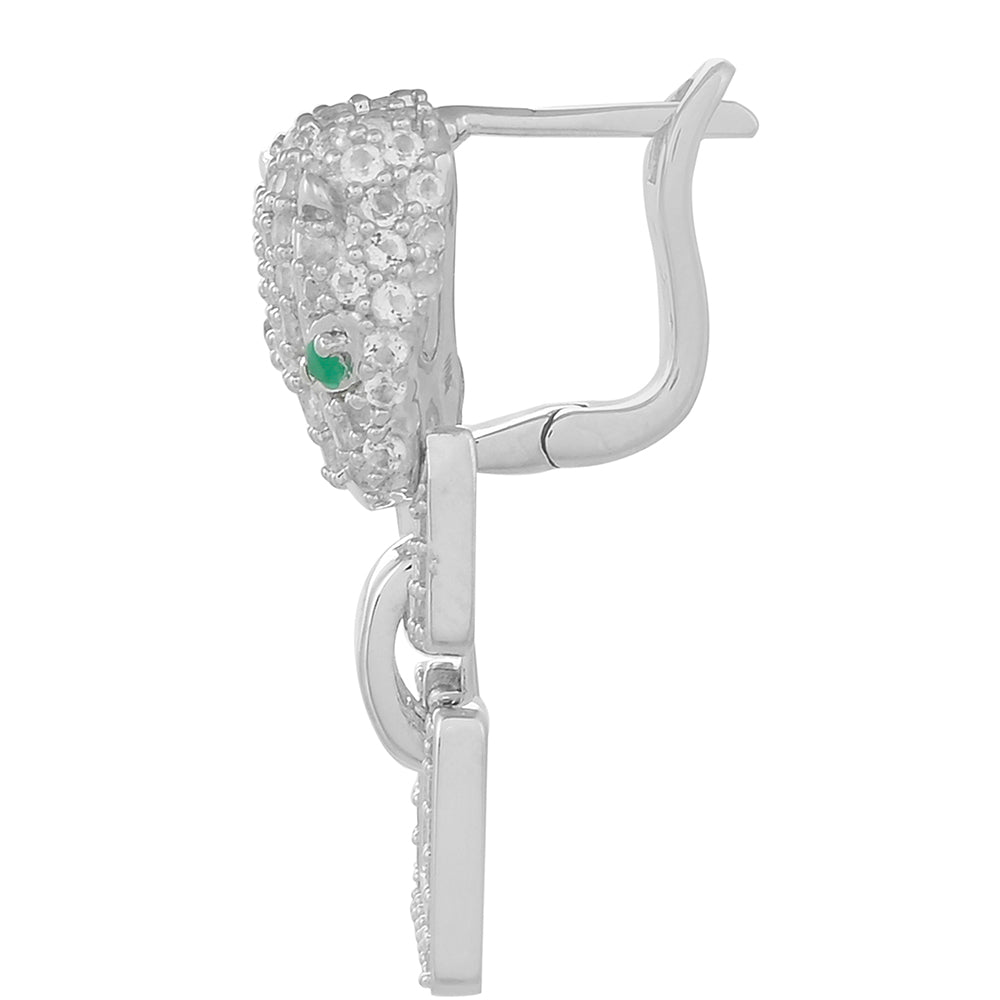 Kolczyki ze srebra próbe 925 z brazylijskim szmaragdem i białym topazem