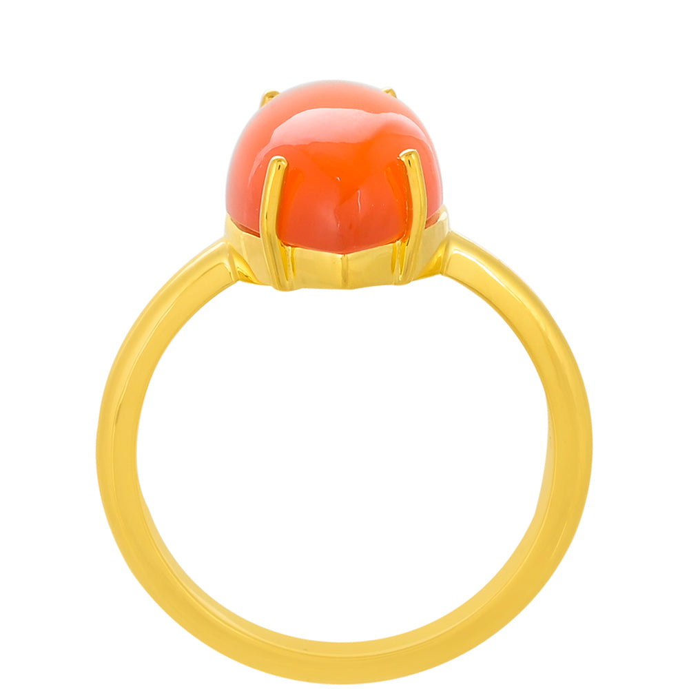 Pierścionek srebrny pozłacany z karneolem