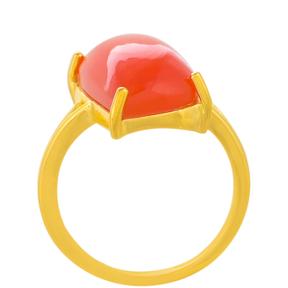 Pierścionek srebrny pozłacany z karneolem