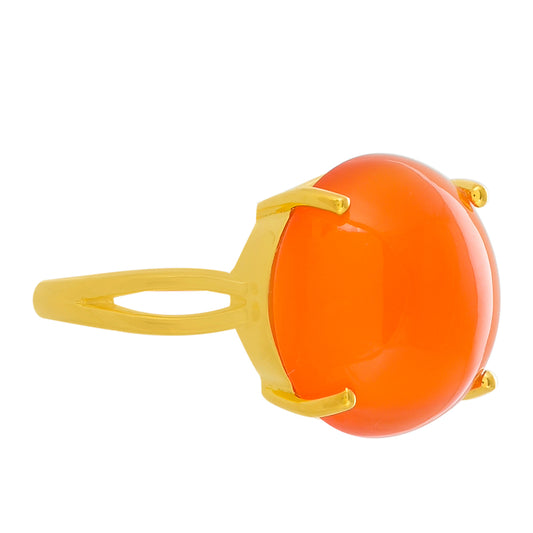 Pierścionek srebrny pozłacany z karneolem