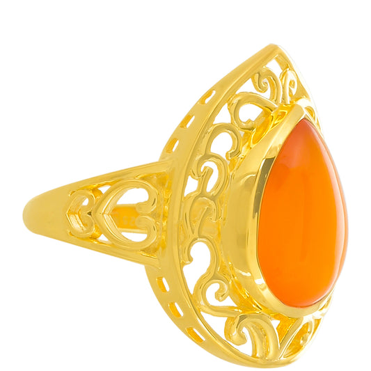 Pierścionek srebrny pozłacany z karneolem