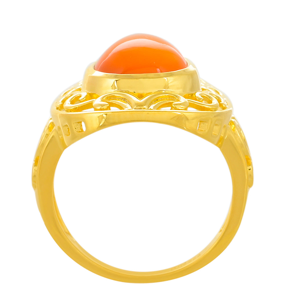 Pierścionek srebrny pozłacany z karneolem