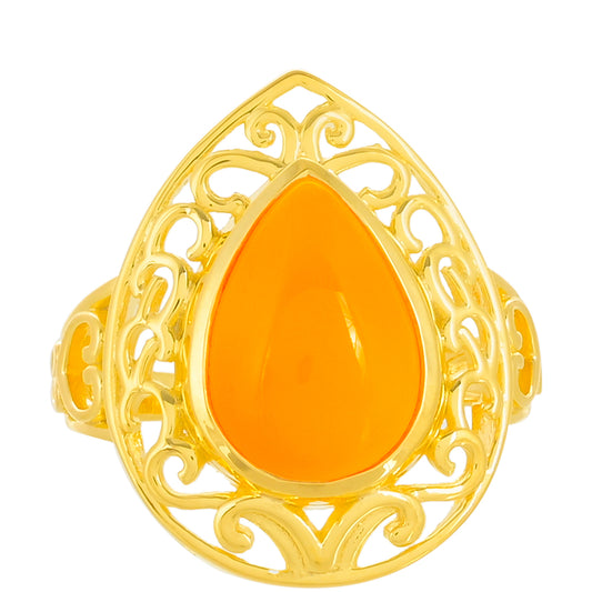 Pierścionek srebrny pozłacany z karneolem