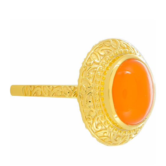 Pierścionek srebrny pozłacany z karneolem