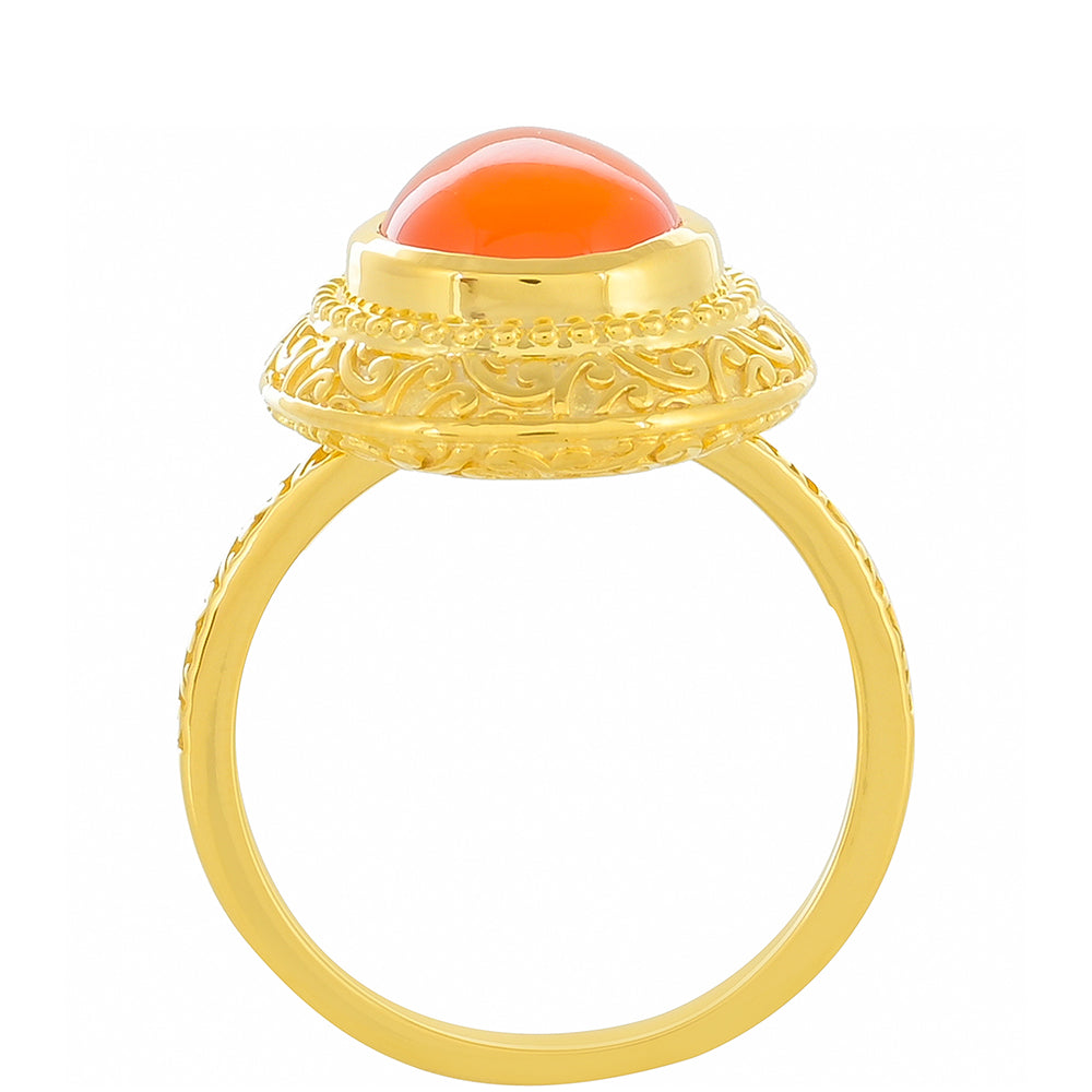 Pierścionek srebrny pozłacany z karneolem