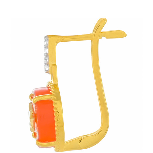 Kolczyki srebrne pozłacane z karneolem i białym topazem