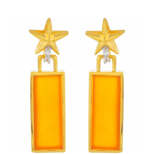 Kolczyki srebrne pozłacane z karneolem i białym topazem