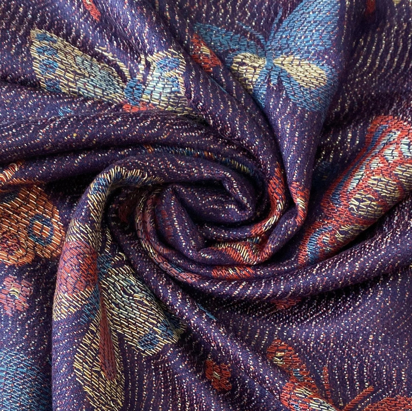 100% Prawdziwy kaszmirowy szal Pashmina, 70 cm x 170 cm, Błyszczący Granatowy Wzorzysty Motyl
