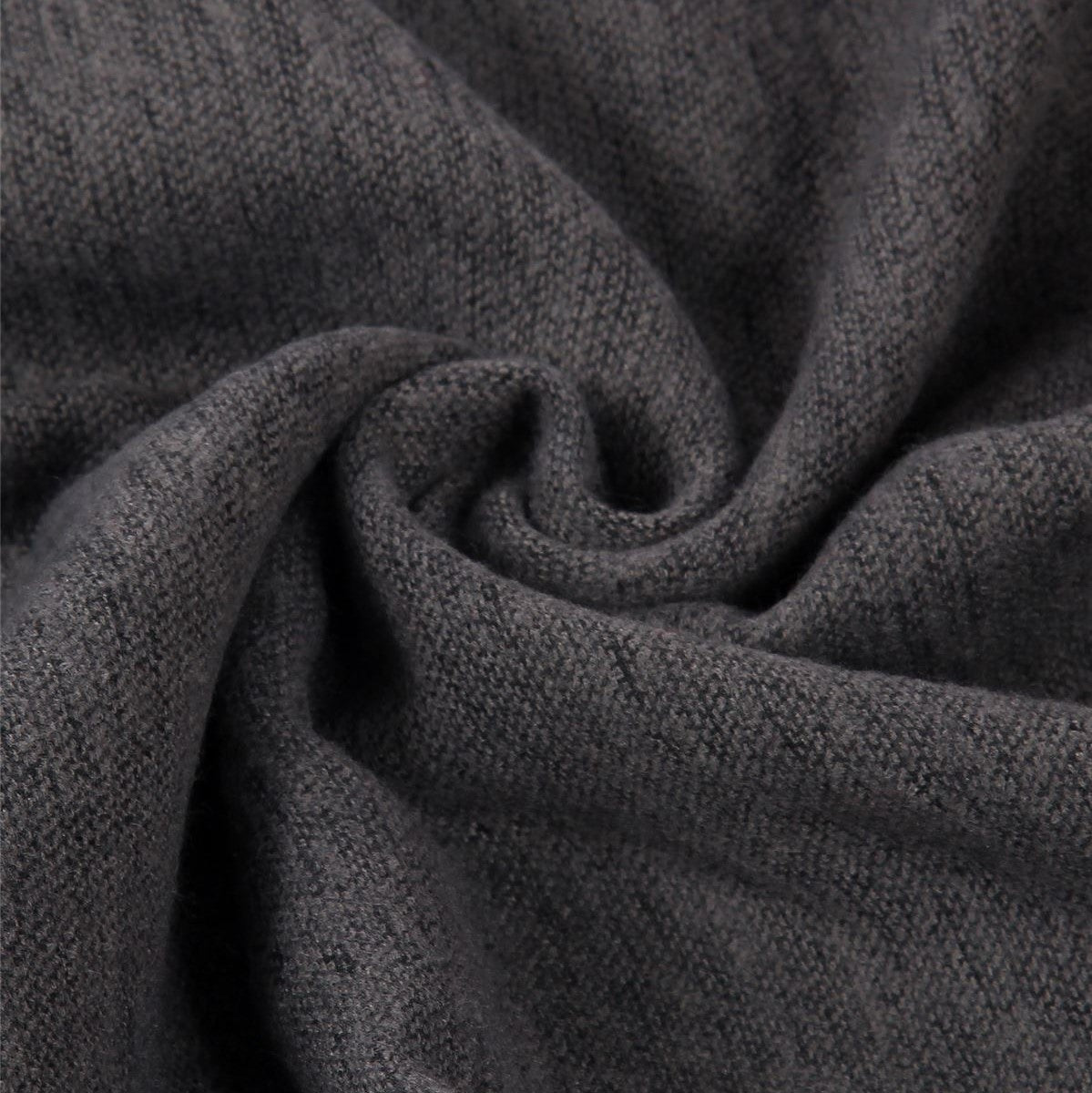 Szalik z pomponem z prawdziwego futra, 60 cm x 170 cm, szary