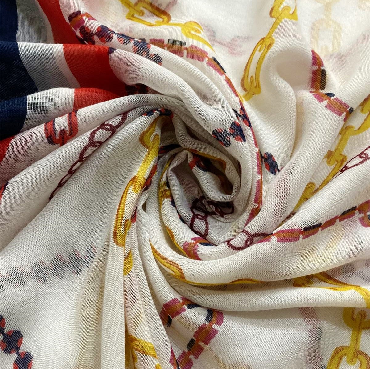 Bawełniany szal, 90 cm x 180 cm, we wzory z wieloma łańcuszkami