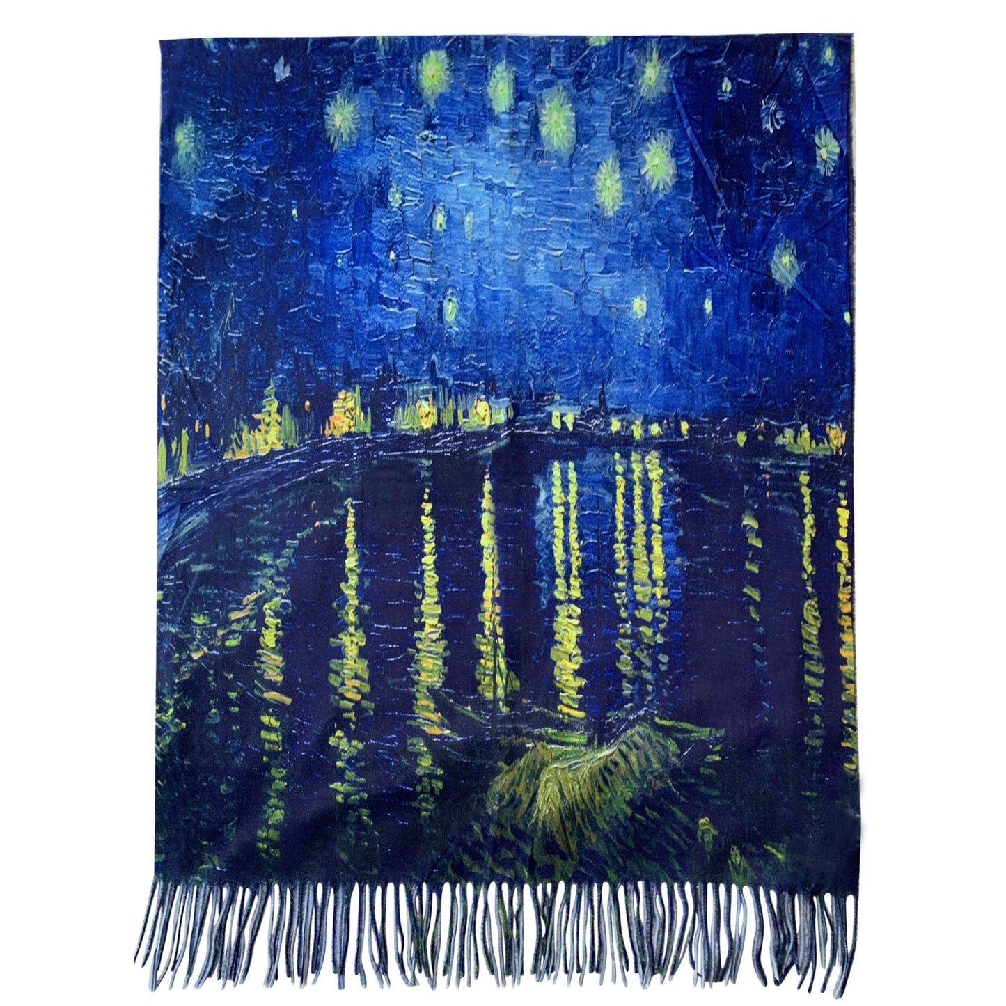 Wełniany szal, 70 cm x 180 cm, Van Gogh - Starry Over The Rhone
