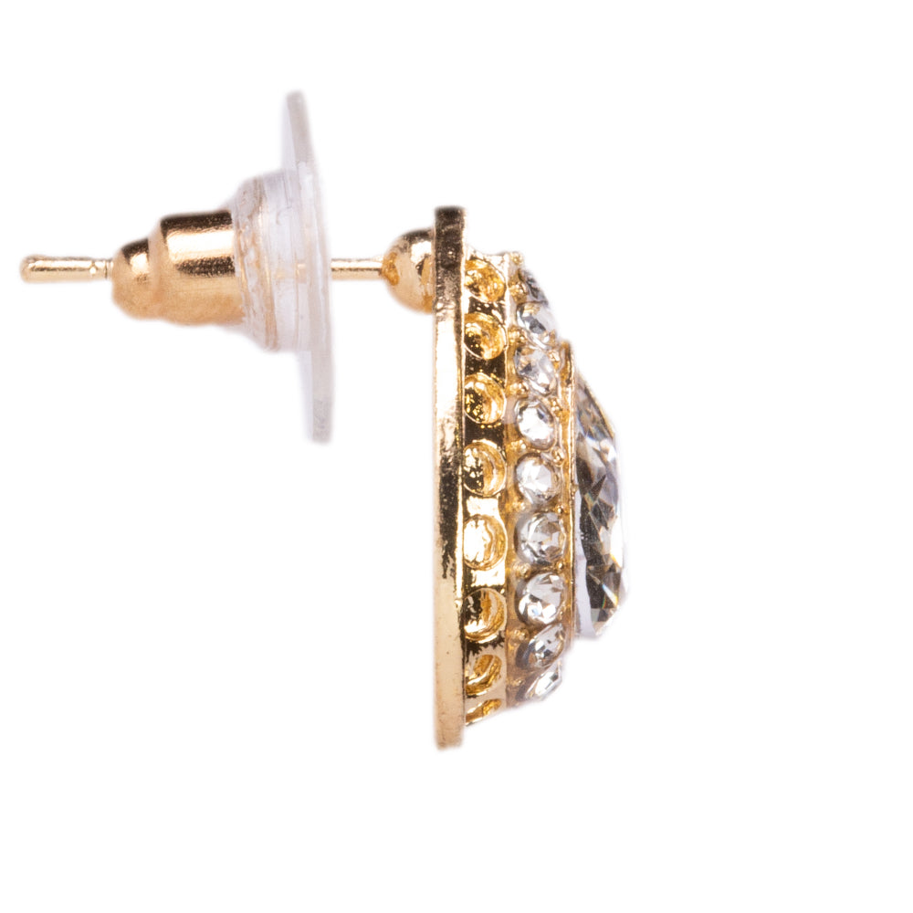 Zestaw pozłacane z białym kryształem emporia® ( Naszyjnik+Kolczyki+Bransoletka+Pierścionek +Zawieszka )