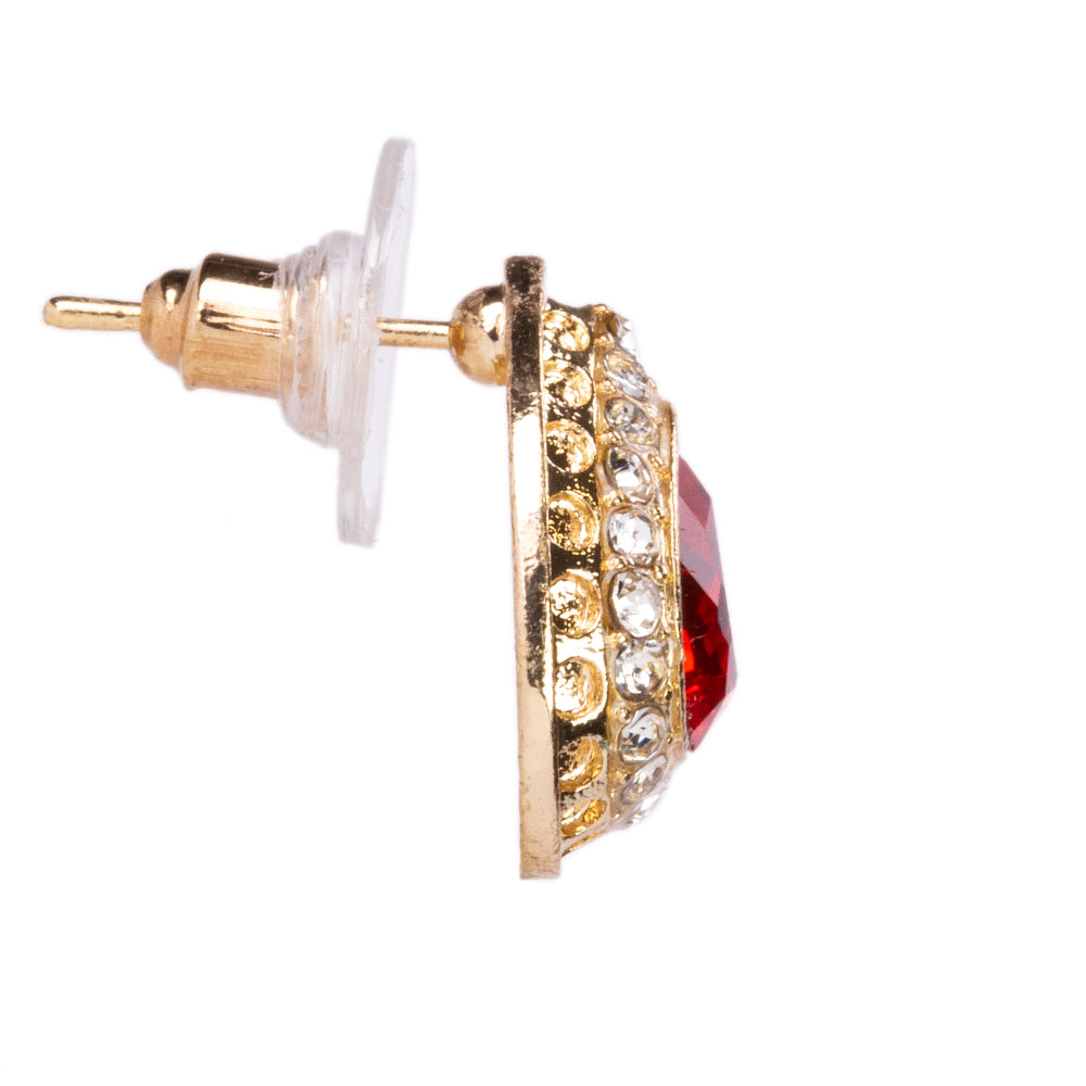 Zestaw pozłacane z czerwonym kryształem emporia® ( Naszyjnik+Kolczyki+Bransoletka+Pierścionek +Zawieszka )