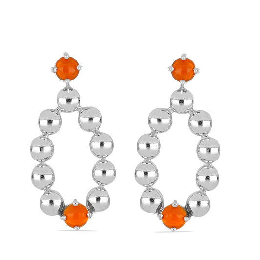 Kolczyki ze srebra próbe 925 z pomarańczowym ognistym opalem