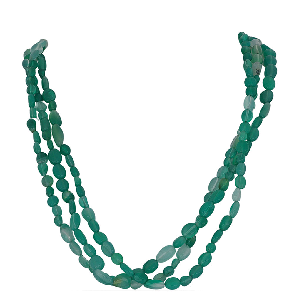 Naszyjnik srebrny pozłacany z zielonym agatem