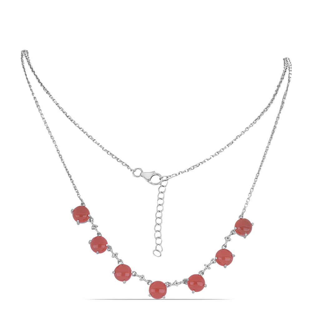 Naszyjnik ze srebra próby 925 z karneolem i białym topazem