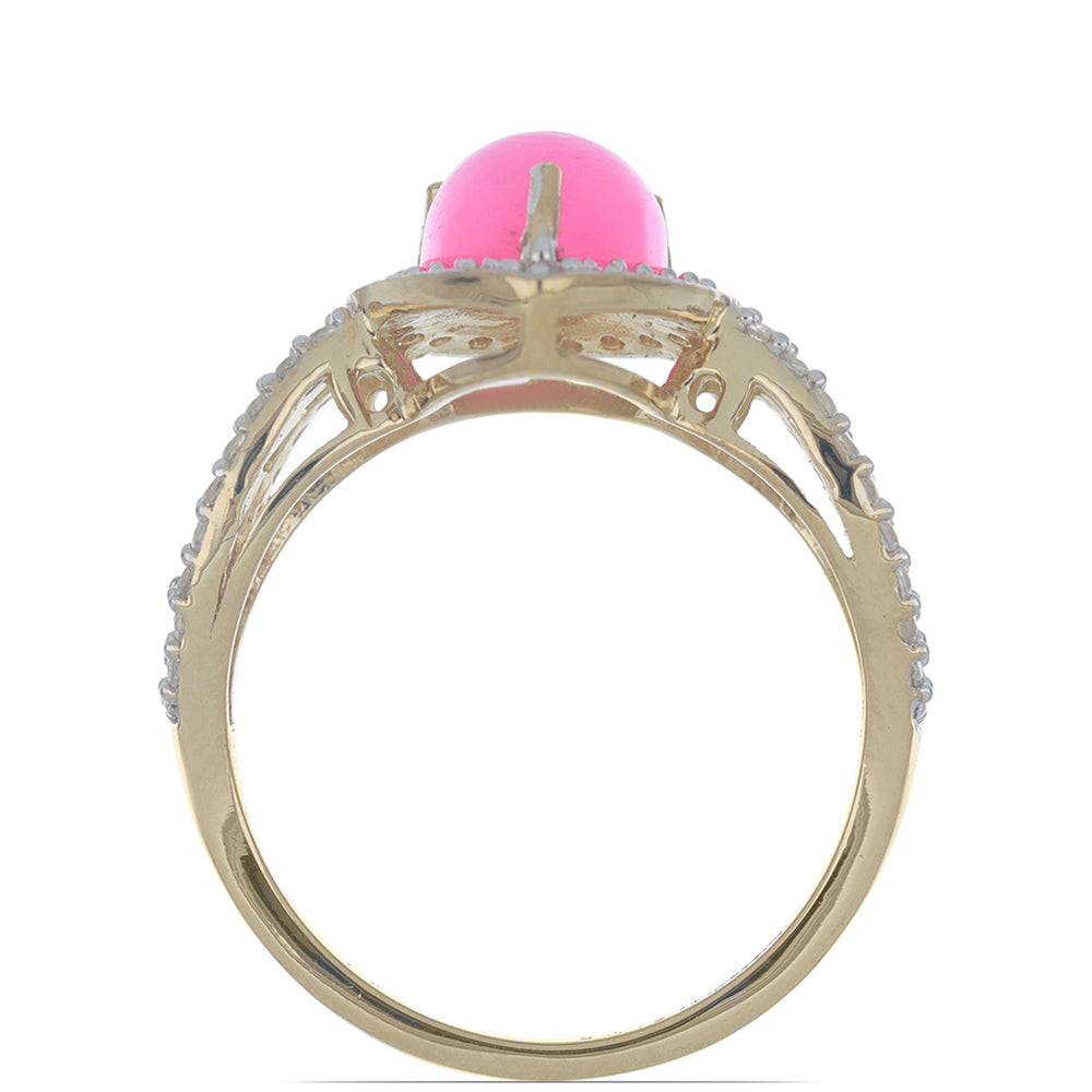 Pierścionek srebrny pozłacany z różowym opalem i białym topazem