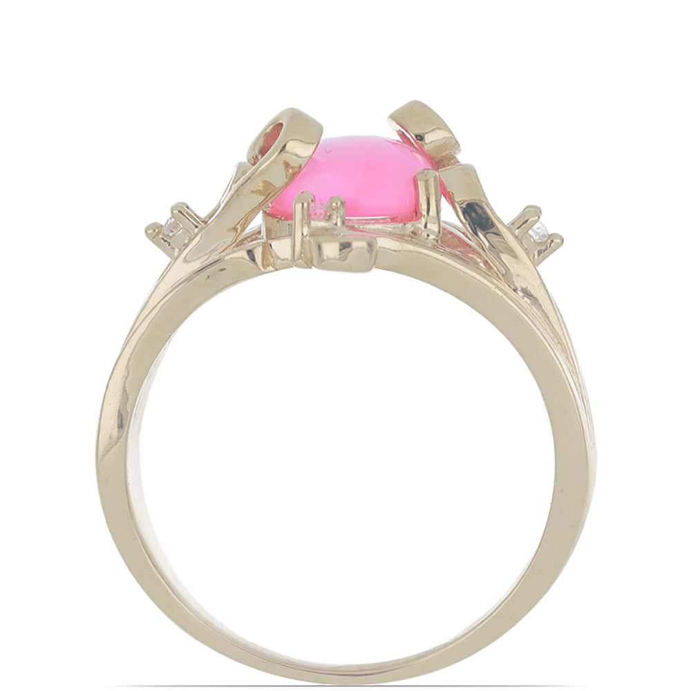 Pierścionek srebrny pozłacany z różowym opalem i białym topazem