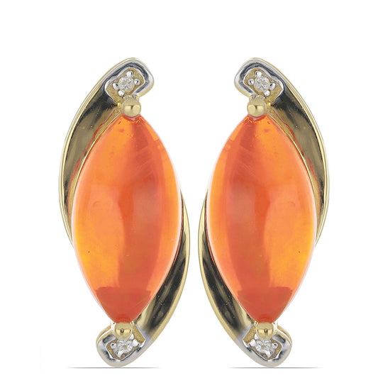 Kolczyki srebrne pozłacane z pomarańczowym opalem i białym topazem