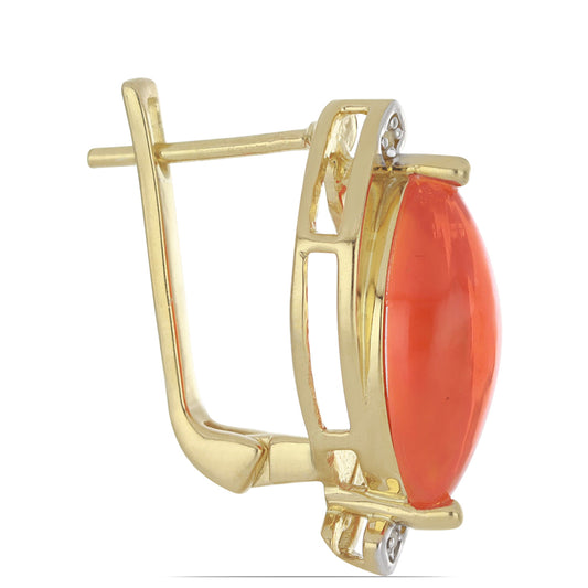 Kolczyki srebrne pozłacane z pomarańczowym opalem i białym topazem