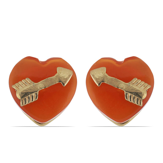 Kolczyki srebrne pozłacane z karneolem