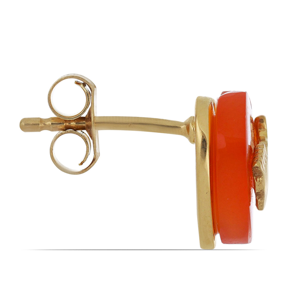 Kolczyki srebrne pozłacane z karneolem