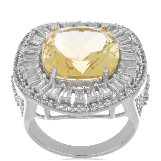 Pierścionek ze srebra próby 925 z cytrynem uralskim i białym topazem