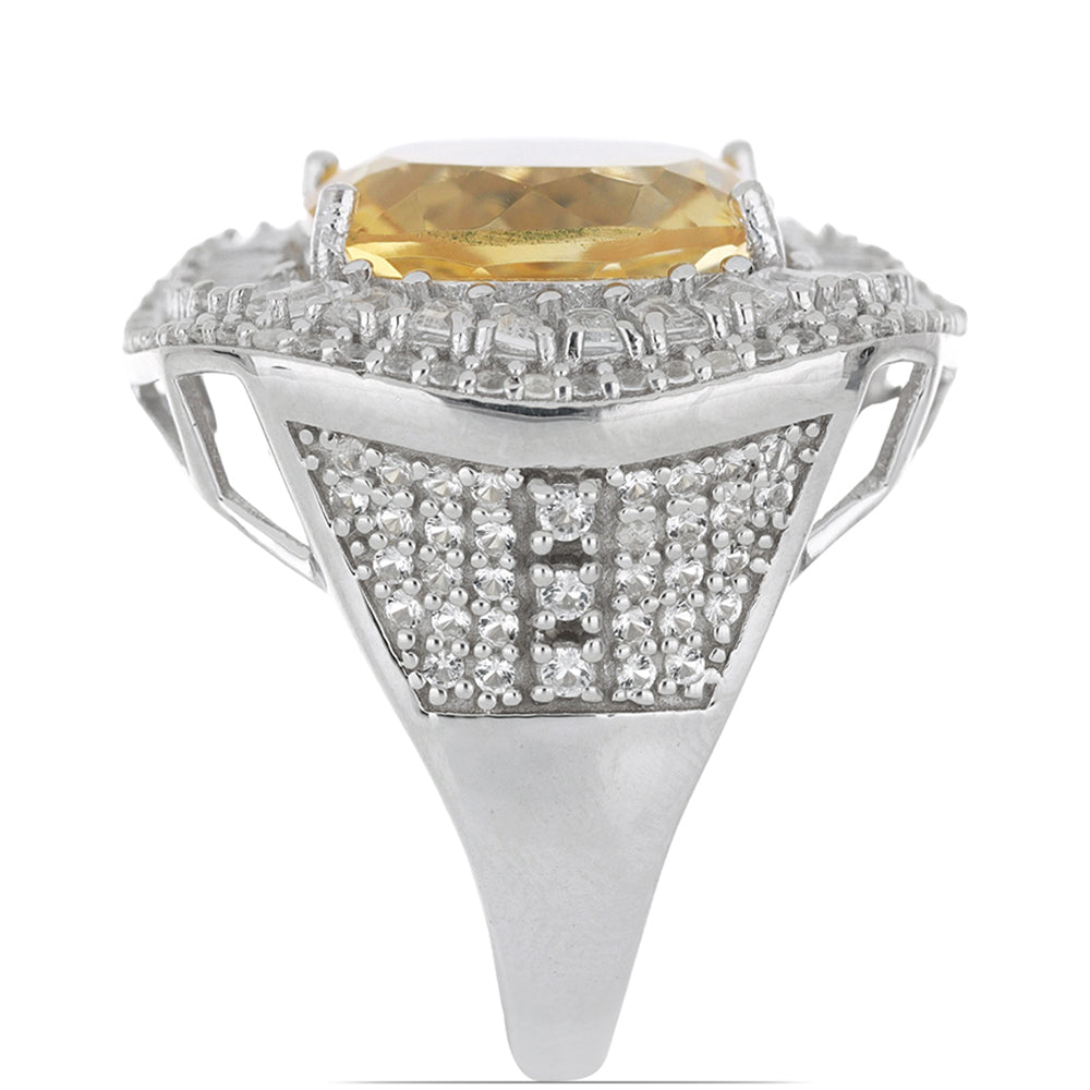 Pierścionek ze srebra próby 925 z cytrynem uralskim i białym topazem