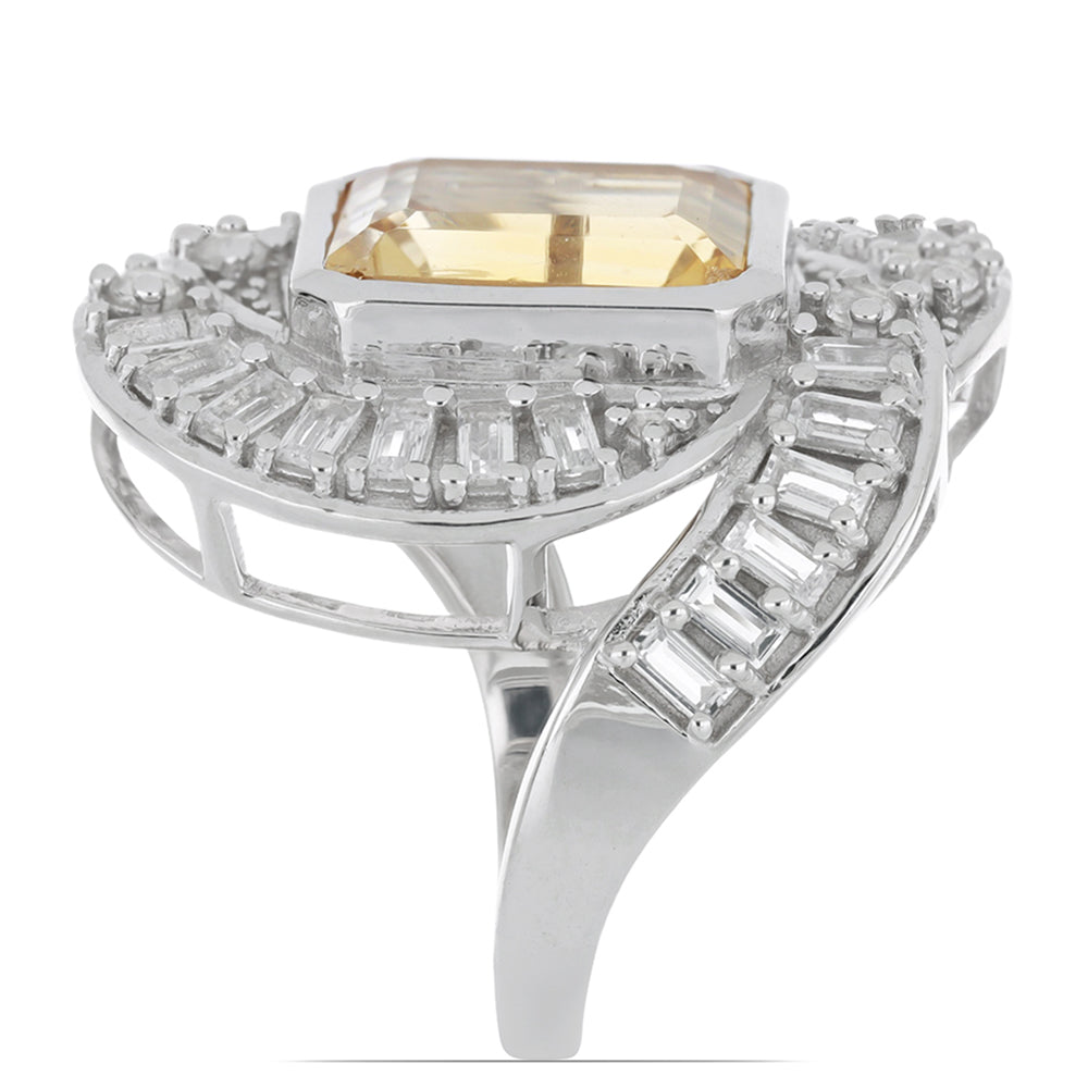 Pierścionek ze srebra próby 925 z cytrynem uralskim i białym topazem