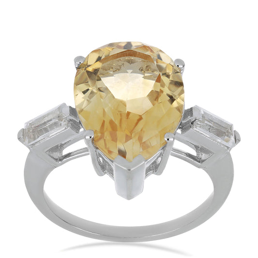 Pierścionek ze srebra próby 925 z cytrynem uralskim i białym topazem