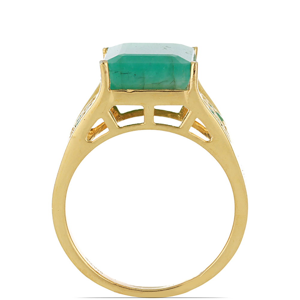 Pierścionek srebrny pozłacany z brazylijskim szmaragdem