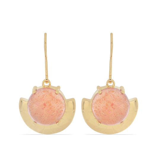 Kolczyki srebrne pozłacane z kamieniem słonecznym