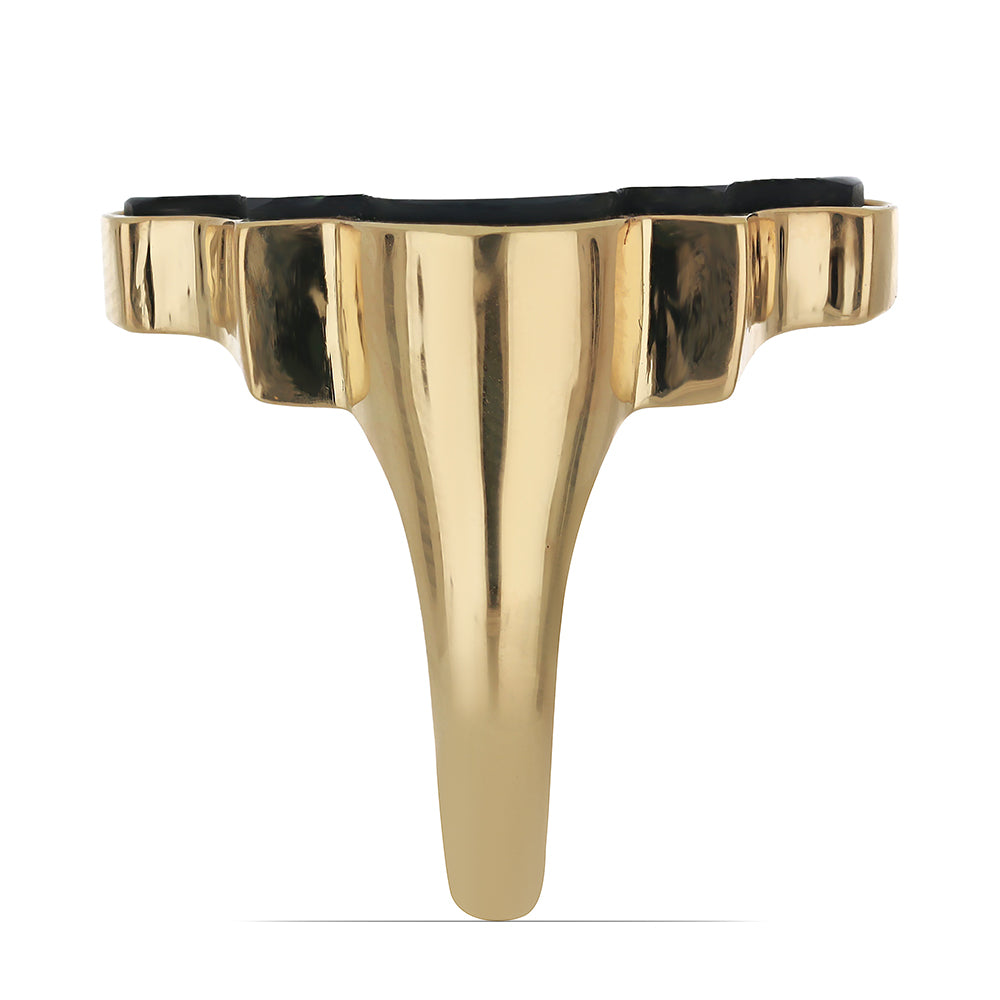 Pierścionek srebrny pozłacany z czarnym onyksem