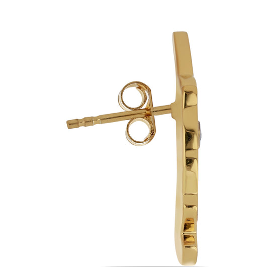 Kolczyki srebrne pozłacane emaliowany i czarnym spinelem