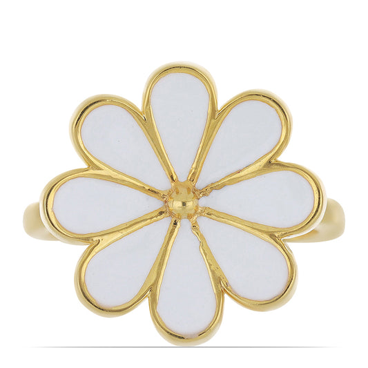 Pierścionek srebrny pozłacany emaliowany