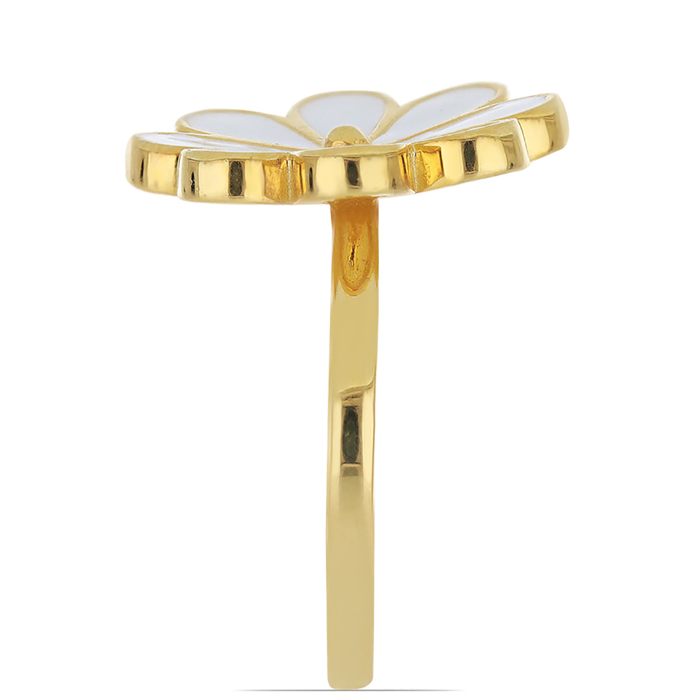 Pierścionek srebrny pozłacany emaliowany