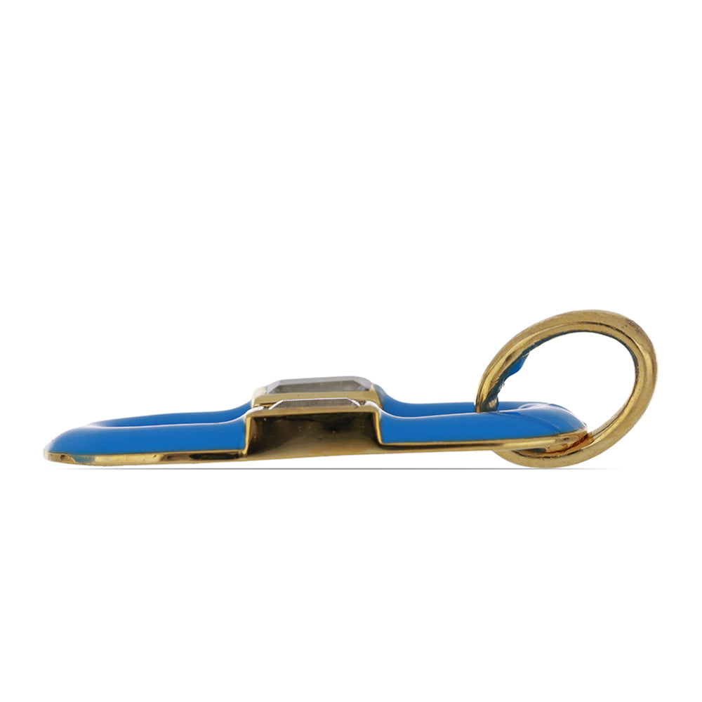 Zawieszka srebrna pozłacana emaliowany i białym topazem