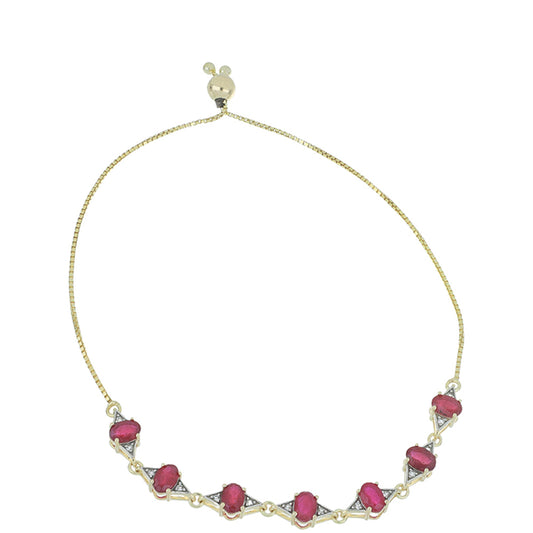 Bransoletka z 9K złota z malgaskim rubinem i białym topazem