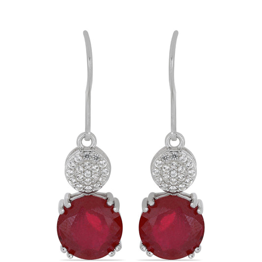 Kolczyki ze srebra próbe 925 z malgaskim rubinem i białym topazem