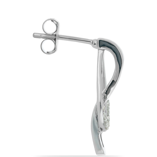 Kolczyki ze srebra próbe 925 z żółtym diamentem i białym cyrkonem