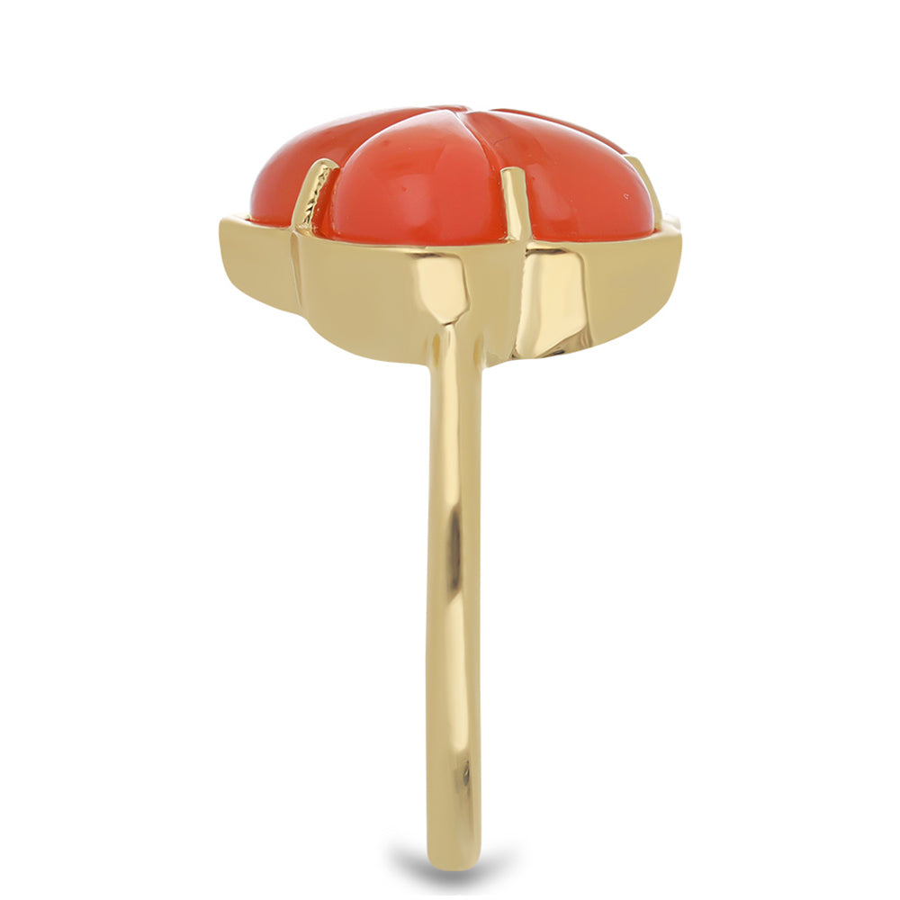 Pierścionek srebrny pozłacany z karneolem