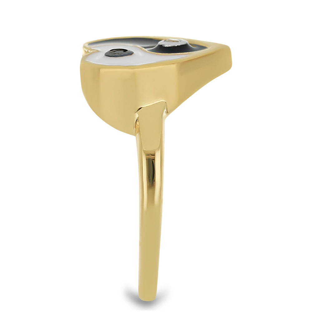 Pierścionek srebrny pozłacany emaliowany i larimarem