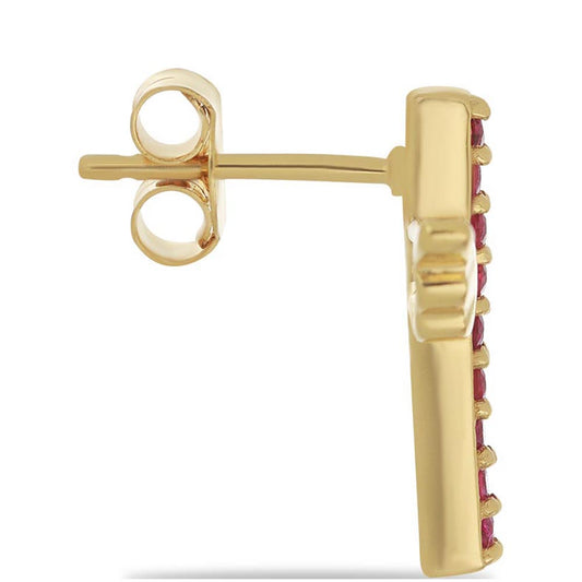 Kolczyki srebrne pozłacane z malgaskim rubinem